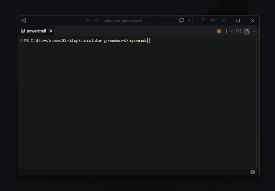 An OpenCode session: /gw sets the project up, interviews for the spec, and writes the plan of cards.